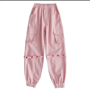 

overalls girl trousers loose students Harajuku bf elastic waist casual pants