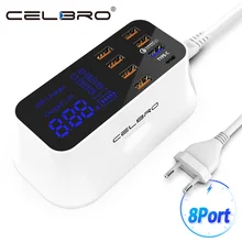 Мульти Порты и разъёмы USB Зарядное устройство концентратор Quick Charge 3,0 8 Порты и разъёмы Настольный несколько USB Зарядное устройство станция светодиодный Дисплей Быстрая зарядка EU US UK вилкой