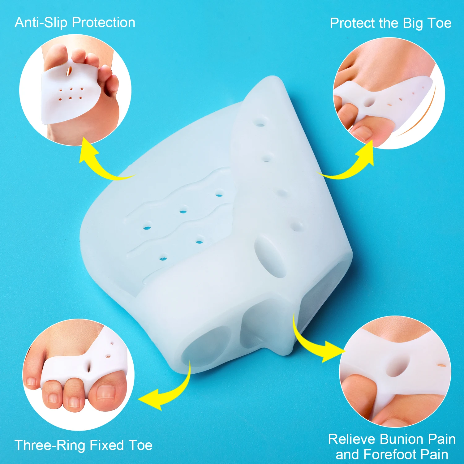 2pcs Silicone Hallux Valgus Corrector Daily Big Toe Protective Sleeve Breathable Toe Separator Bunion Adjuster Pedicure C1755