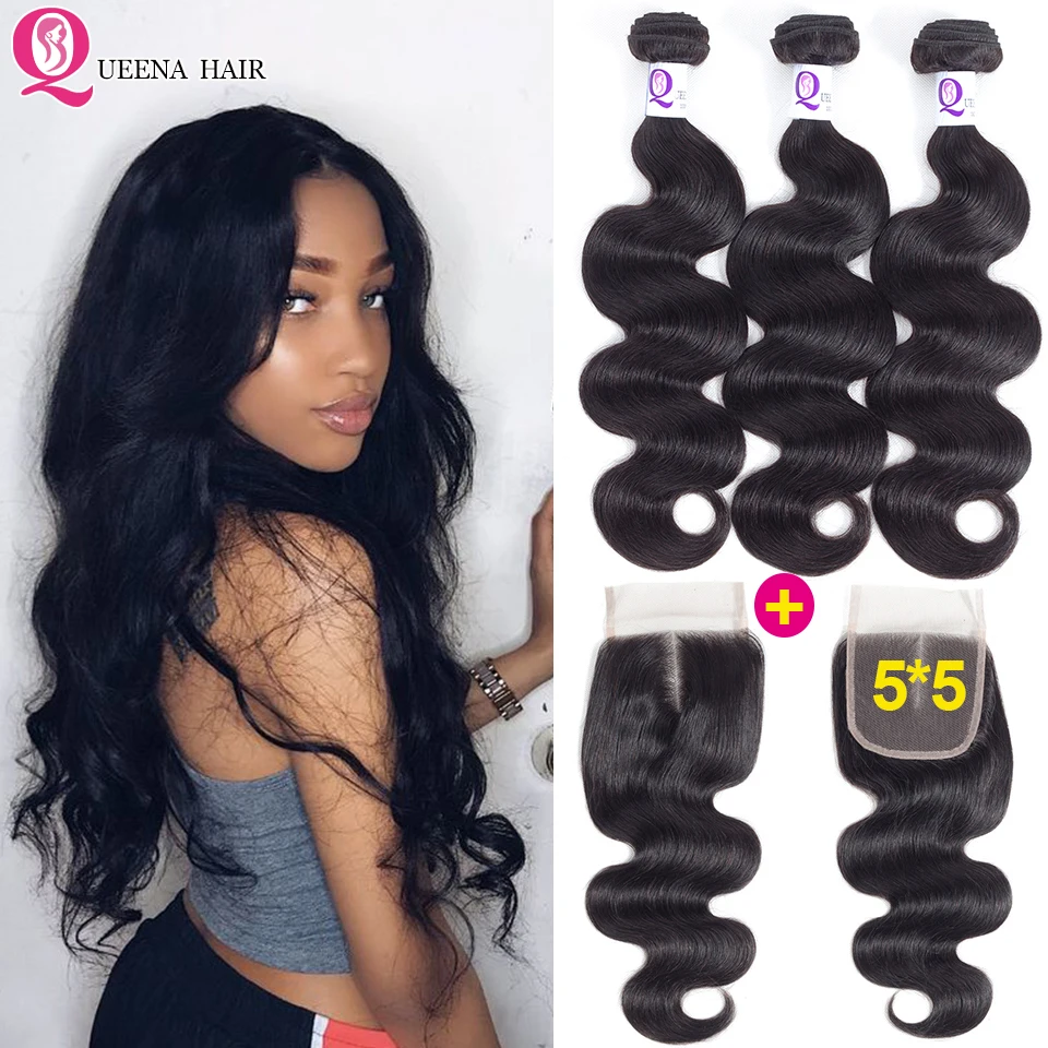 HighQuality-Cambodian-Body-Wave-Hair-Bundles-With-Closure-Natural-Black-100-Remy-Human-Hair-Weave-Bundles