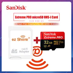 Ezshare беспроводной wifi адаптер + sandisk Экстрим Pro Micro SD карта 128 ГБ 32 ГБ 64 Гб microsd U3 4K карта памяти wifi Беспроводная TF карта