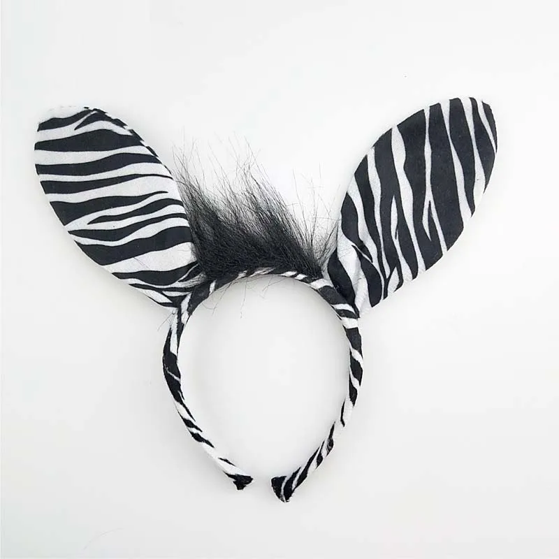 Kids Women Cartoon Animal Zebra Long Ear Headband Headwear Birthday Party Cosplay Costume Halloween Christmas Props Baby Shower