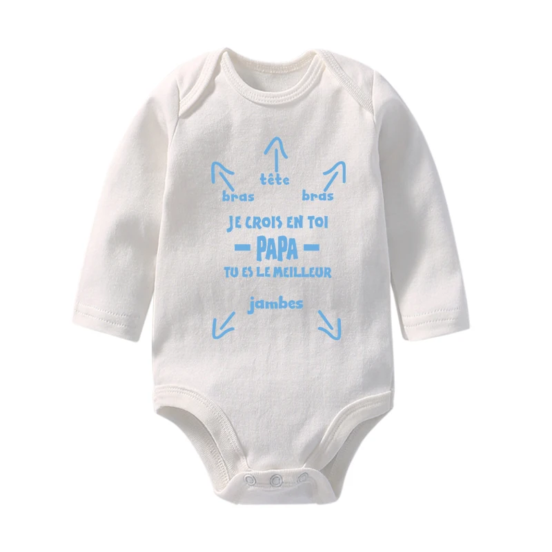 Baby Bodysuit Papa Tu Es Le Meilleur Funny Cotton Long Sleeve Infant Rompers Boys Girls Father's Day Gifts