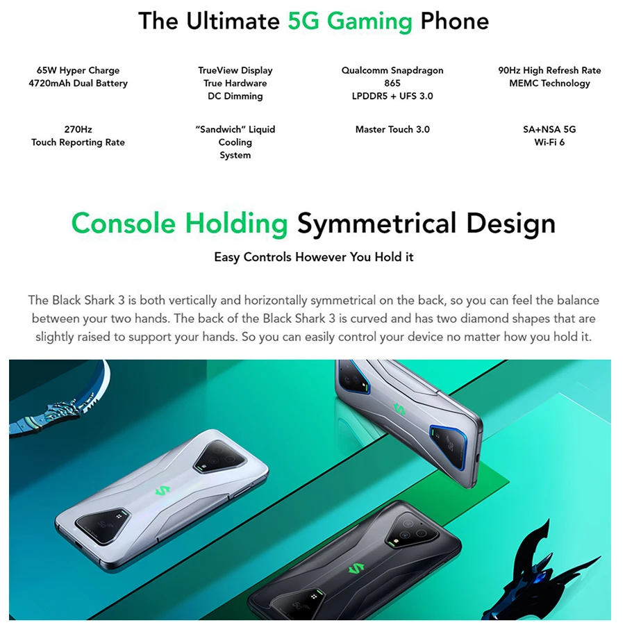 Global Version Xiaomi Black Shark 3 8G 128G Gaming 5G Mobile phones Octa Core 4720mAh 6.67 Global Version Xiaomi Black Shark 3 8G 128G Gaming 5G Mobile phones Octa Core 4720mAh 6.67