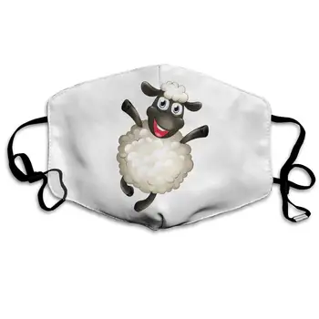 

Cartoon Sheep Washable Reusable Mask, Cotton Anti Dust Half Face Mouth Mask For Kids Teens Men Women With Adjustable Ear Loops