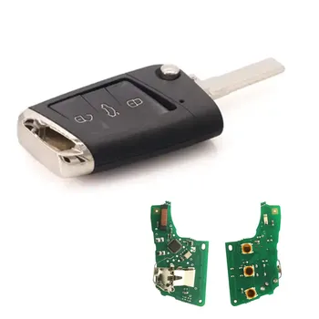 

Wilongda Flip Remote Car Key 433Mhz Megamos AES ID49 Chip For Volkswage vw- MQB System Remote Key HU66 Silver Tail