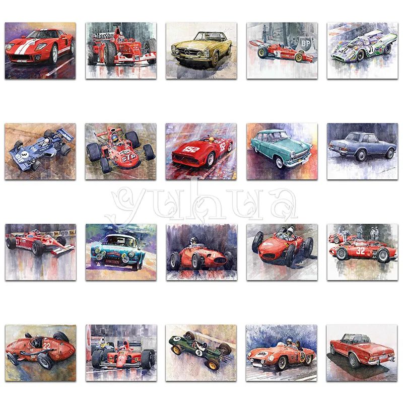 Full Square Diamond embroidery color Sports F1 5D DIY Diamond painting Cross stitch Cartoon Car Round Diamond mosaic VW Bus Art#_