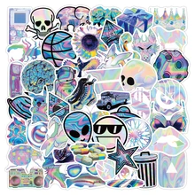 Autocollants de la série holographique, 10/30/50 pièces, Graffiti, dessin animé, étanche, pour bagages, ordinateur, casque, Skateboard, tasse 