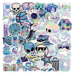 Autocollants de la série holographique, 10/30/50 pièces, Graffiti, dessin animé, étanche, pour bagages, ordinateur, casque, Skateboard, tasse 