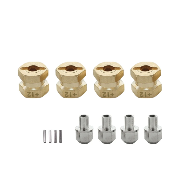 

4Pcs RC Car 12Mm Hex Wheel Hub Drive Adaptor 17Mm Extension Combiner Brass Coupler for 1/10 RC Crawler Axial SCX10 D90
