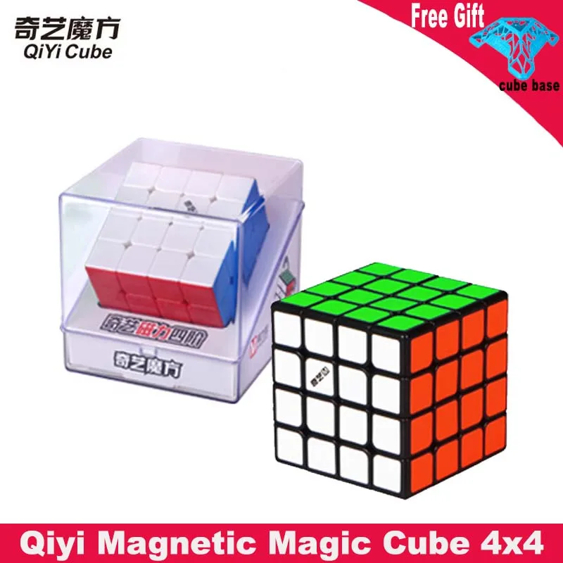 Qiyi Магнитный черный магический куб 4x4 Mofangge 4x4x4 г-жа Скорость stickerless магниты cubo magico