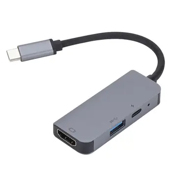 

3 in 1 USB-C to Type-C to HDMI HUB DP Docking Station USB 3.1 HDMI RJ45 Ethernet Micro* SDTF OTG Adapter