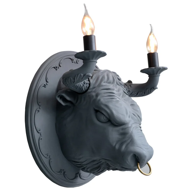 Bull head Resin Wall Lamp For Living Room Lighting corridor wall decor