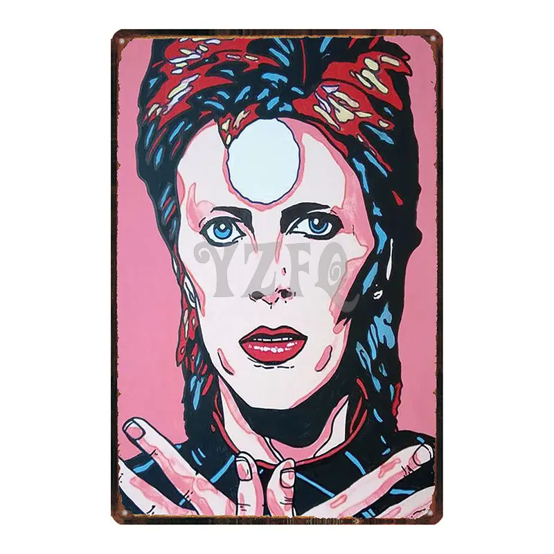 Bowie Star Оловянная табличка металлическая винтажная настенная для музыкального бара магазин домашний декор для отеля куадро Наклейка на стену 30X20 см DU-3419B