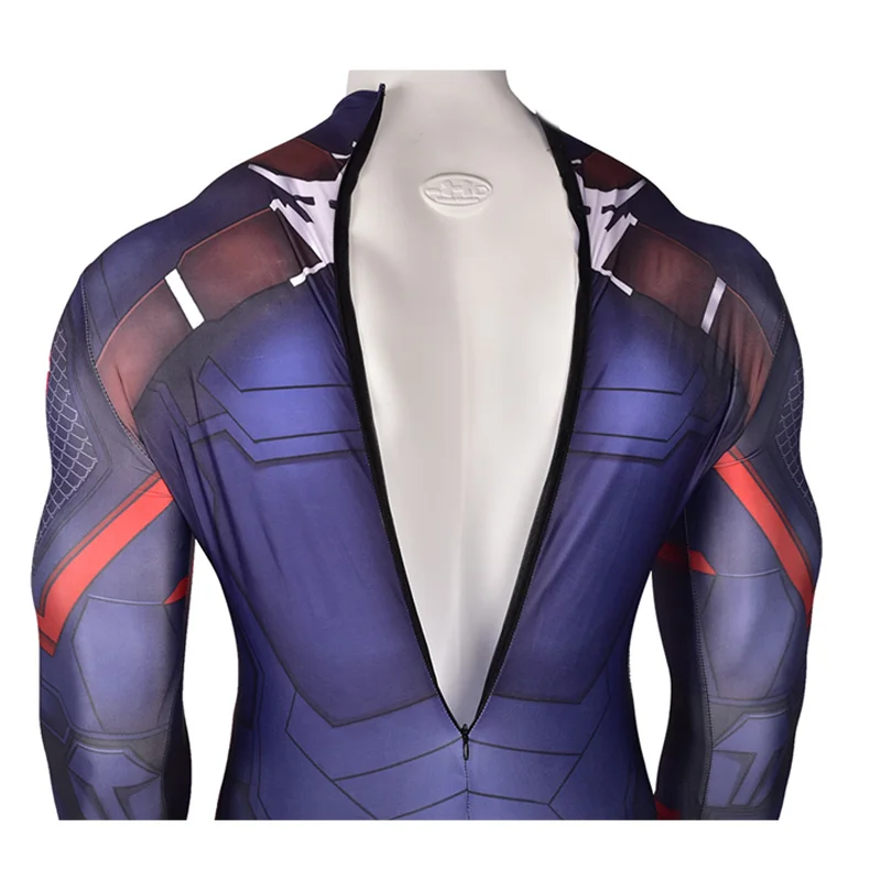 Avengers Endgame Captain America Cosplay Costume Zentai Superhero Jumpsuit Adults Men 3D Design One-Piece Bodysuit