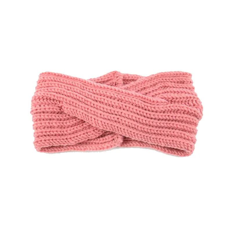 Cross Pink 23 Цвета, модная теплая зимняя перекрестная повязка на голову, шерстяная вязаная женская эластичная мягкая Тюрбан повязка для волос, аксессуары для волос для девочек - Цвет: Cross Pink