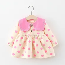 Платье для маленьких девочек; кружевная детская одежда с квадратным узором в горошек; весна г.;