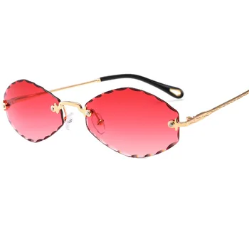

Diamond Cut Wavy Sunglasses Men Women Brand Designer Retro Round Metal Frame Colorful Lens Sun Glasses with case