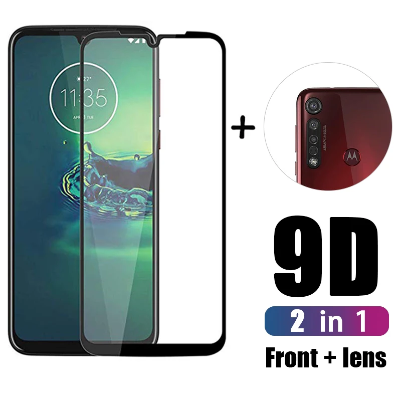 2 in 1 Tempered Lens Film &amp 9D Screen Protector Glass For Motorola Moto G6 G7 G8 Plus Play Full Cover Protective | Мобильные