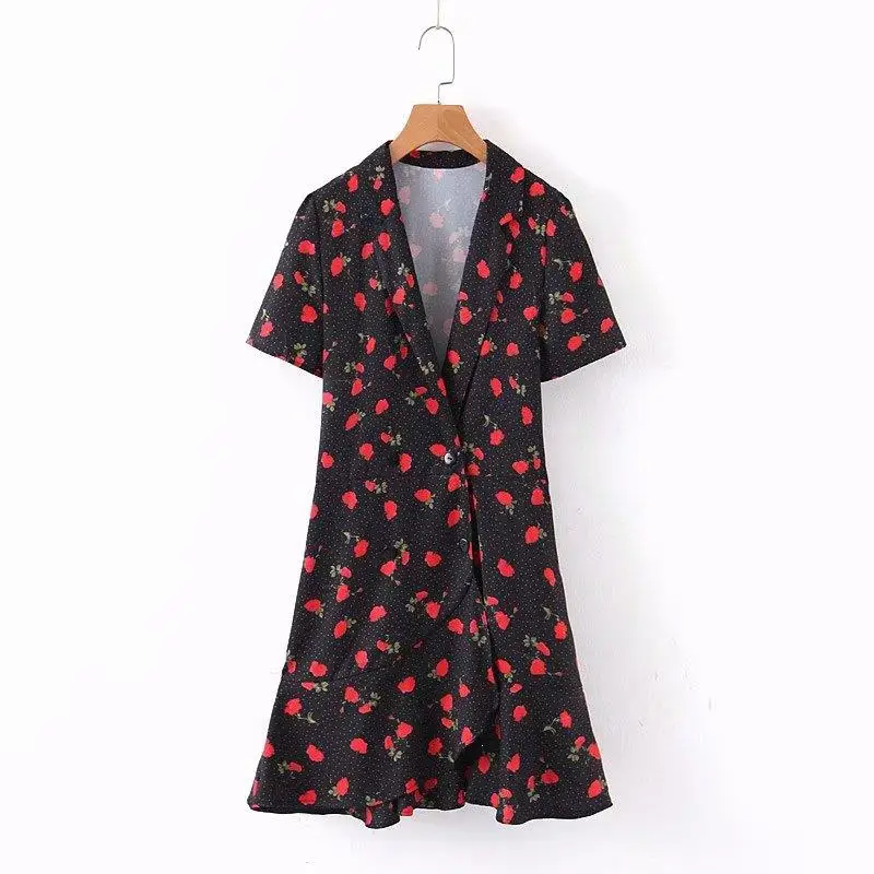 2019 женское мини платье с коротким рукавом новое летнее Повседневное на пуговицах