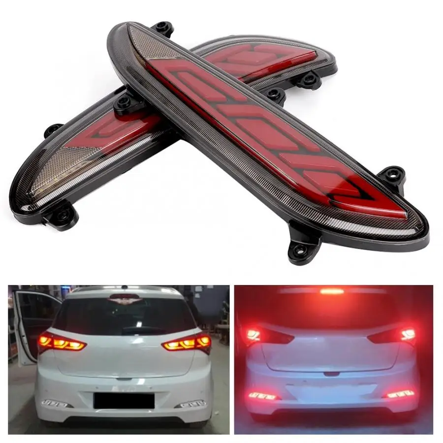 

1 Pair Car Three-Functional LED Bumper Lights Driving Brake Lamp Reverse Turn Signal Light Fit for Hyundai I20 15-17 Car Styling