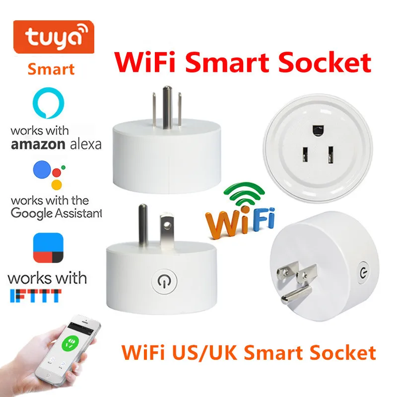 

WiFi Intelligent Socket Alexa Echo Timing Switch Socket US/UK Smart Plug Support Tuya Graffiti