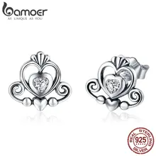 BAMOER Новая коллекция 925 пробы Серебряная корона принцессы изысканные серьги-гвоздики для женщин серьги серебряные украшения SCE420