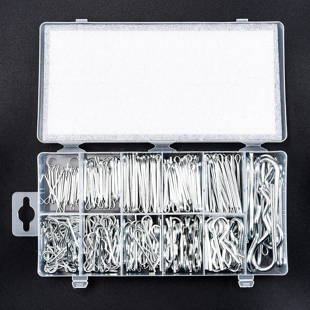 

250PCS Cotter Pins & Hair Pins Assortment Kit Heavy Duty Fastener Multiple Sizes for Use on Hitch Pin Lock System For RC Parts