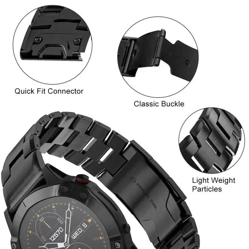 22mm Titanium alloy strap for Garmin Forerunner 745/Fenix 5 6 Quick fit connector replacement strap for 26mm Fenix 5X 6X/Fenix 3