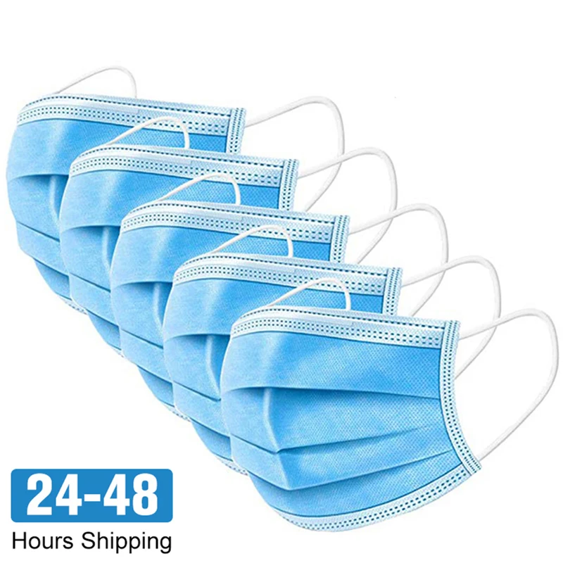 

48 hours Shipping!!! Factory Wholesale 100pcs Anti-Dust Mask Disposable Protect 3 Layers Dustproof Non-Woven Mouth Masks