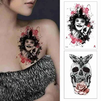 

Hot Temporary Tattoo Sticker Black Tiger Eagle Skull Design Arm Body Art Big Large Fake Tattoo Stickers For Fashion Women Girl