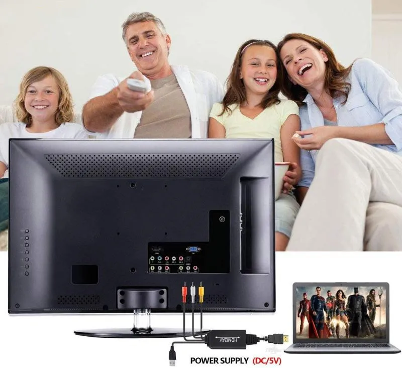 1080P HDMI to AV Line Tricolor Connector Computer Millet Barley Box Video HD Interface to Old TV Chromatic Converter Line