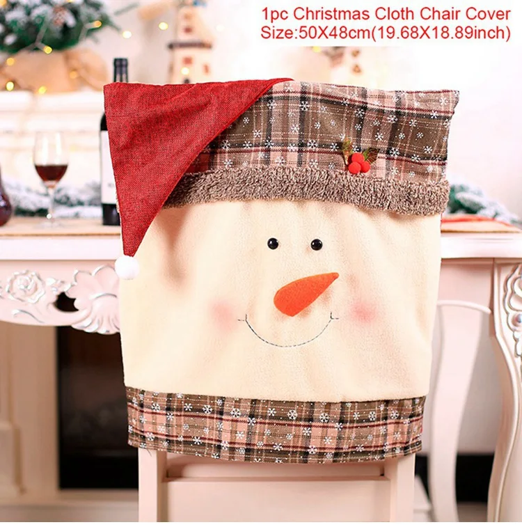 chair cover 7 PATIMATE Рождественский Чехол для стула «Рождество» украшения для дома Полиэстер Печатный Эластичный чехол новогодний декор - Цвет: chair cover 7
