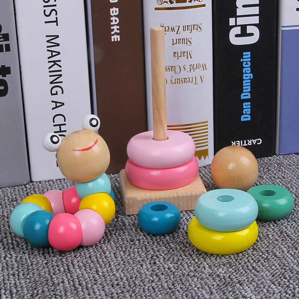 

Wooden Blocks Kids Toys Colorful Rainbow Stacking Ring Tower Puzzle Toys For Children Developing Wisdom Educational Juguetes