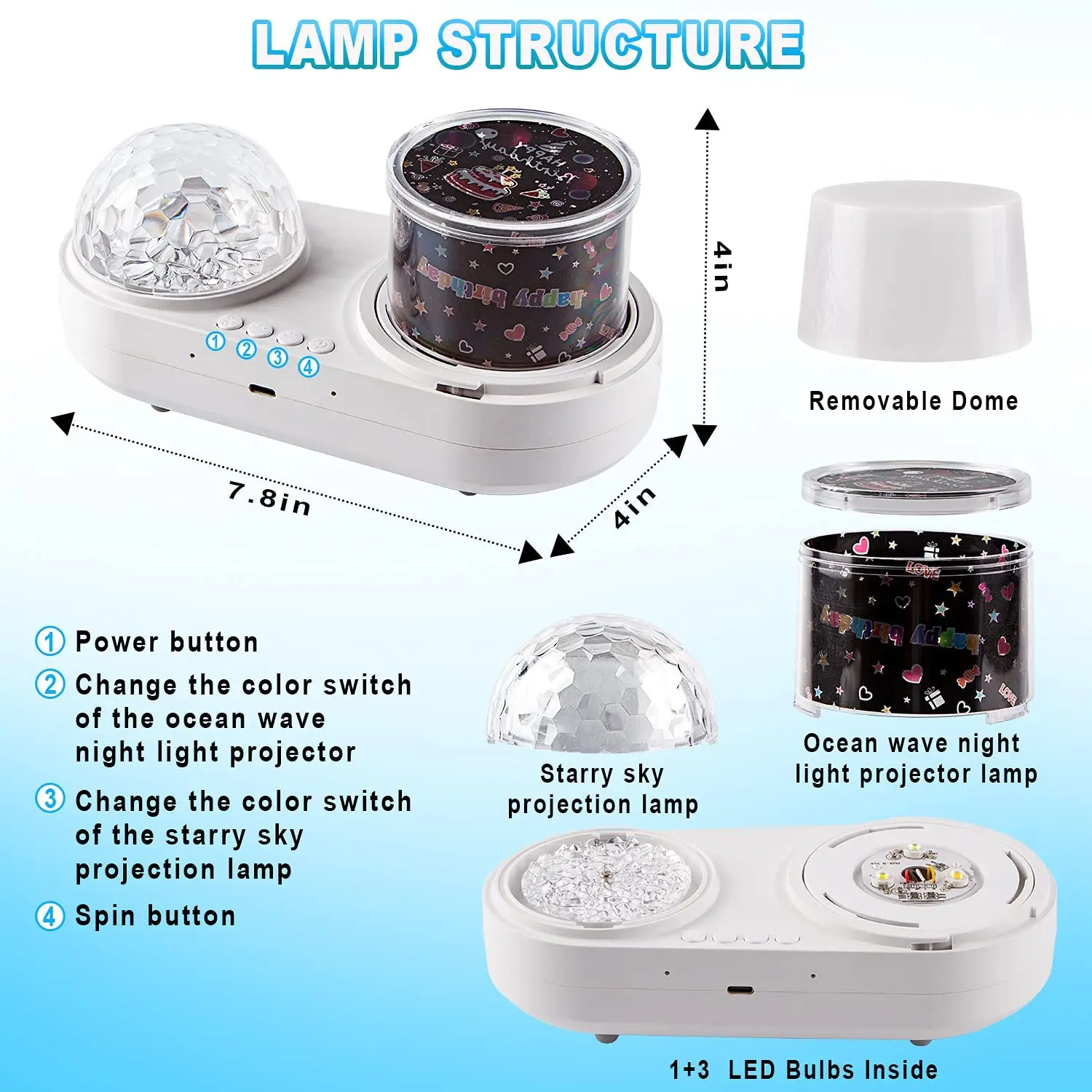 Galaxy Star Ocean Projector Night Lights by Music Speaker Starry Sky Projection Lamp for Home Room Decor Kids  Adults Baby Gift