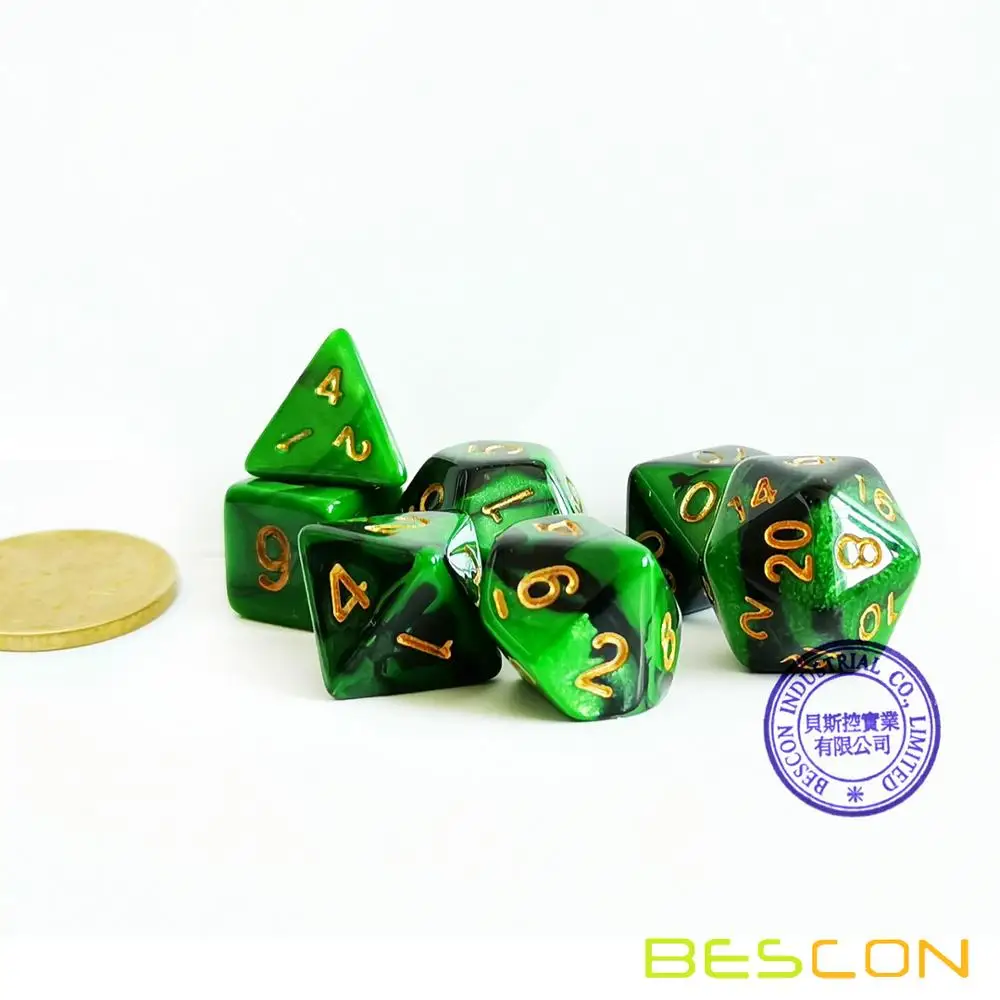 Mini Two Tone Polyhedral RPG Dice Set 10MM Small Dice Set D4-D20 in Tube 7pcs set Bescon