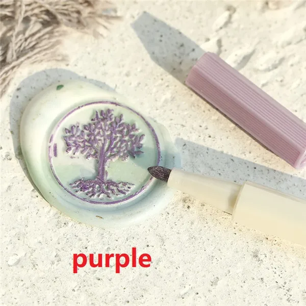 Purple Герметизирующая восковая цветная ручка для печати воска, маркер, ручка для украшения воска, металлический золотой цвет, ручка для трассировки, 10 цветов - Цвет: Purple