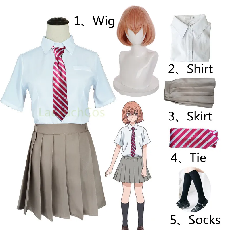 аниме tokyo revengers Tachibana Hinata Костюмы для косплея JK школьная форма костюм Shirt Tie Skirt Socks