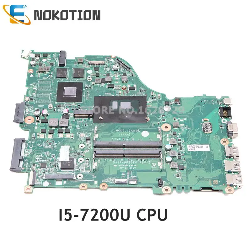 NOKOTION для acer aspire E5-575 E5-575G материнская плата для ноутбука NBGG711005 DAZAAMB16E0 SR2ZU I5-7200U процессор 940MX графика