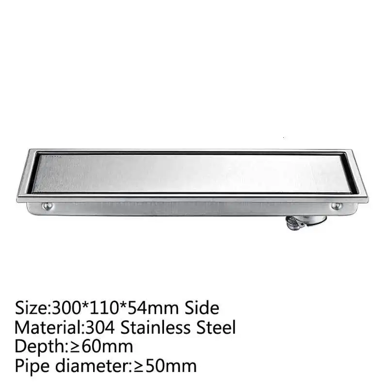 Pipe floor drain 300mm SUS304 stainless steel deodorant type shower soil drain line - Color: Over here