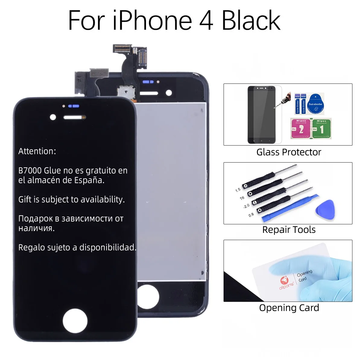 AAA OEM Дисплей для iPhone 4 4S LCD в сборе с тачскрином на рамке черный белый - Цвет: Black for iPhone 4