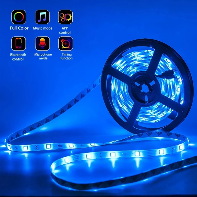 Bande lumineuse LED RGB 5050 avec télécommande Bluetooth, Flexible, USB, 5V, pour salle de Festival, ordinateur de bureau, TV
