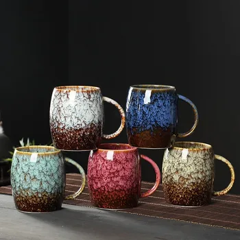 

480ml Ceramic Mug Kiln Change Coffee Cup Classic Pottery Milk Cups Tea Mugs Drinkware