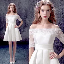 Платье для девочек с вырезом лодочкой и открытыми плечами; атласное выпускное платье с короткими рукавами и шнуровкой на спине; Vestidos De Graduacion Corto;