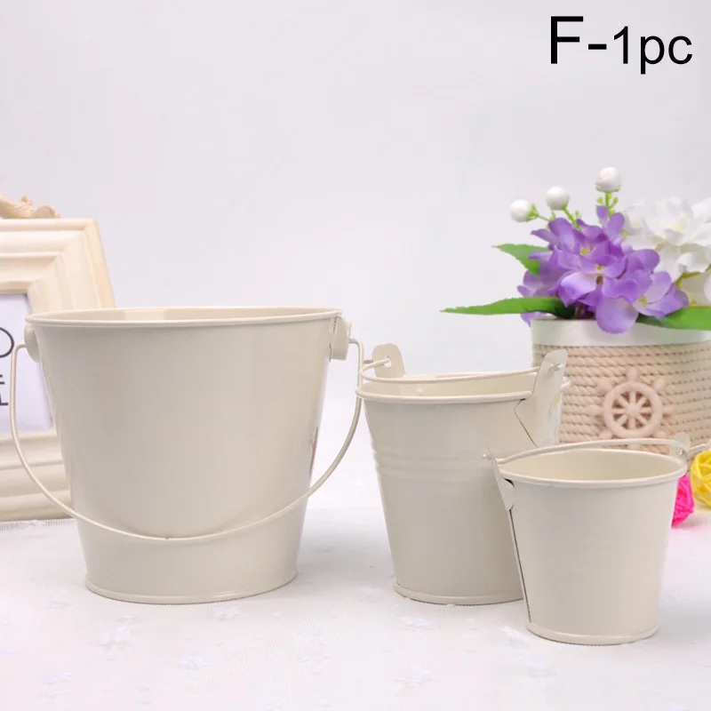 1pcMini Metal Bucket Tin Candy Gift Box Buckets Wedding Party Souvenirs Gift Pails Tinplate Chocolate Dragee Box Candy Bar Decor cheap plant pots