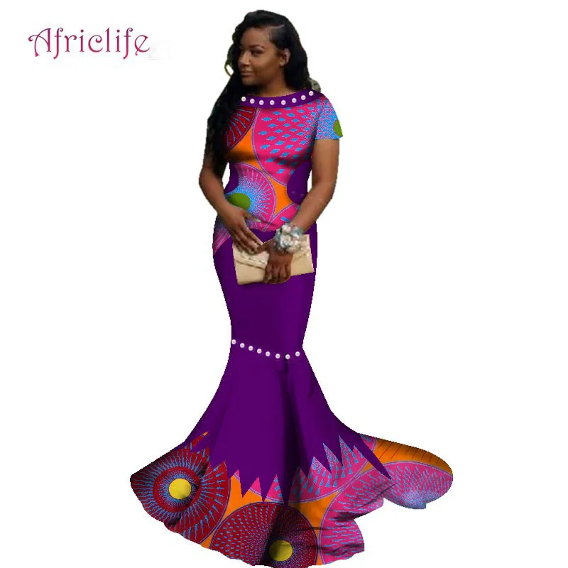 Африканские длинные платья для женщин, Африканский воск, цветочный принт, платье Базен Riche, одежда, традиционный жемчуг, дизайнерская одежда WY2608 - Цвет: 10