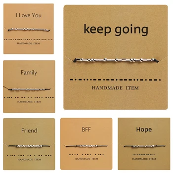 

I Love You Morse Code Letter Charm Bead Bracelets Friend Family Never Give Up Keep Going BFF Hope Hand Woven Adjustable Bracelet