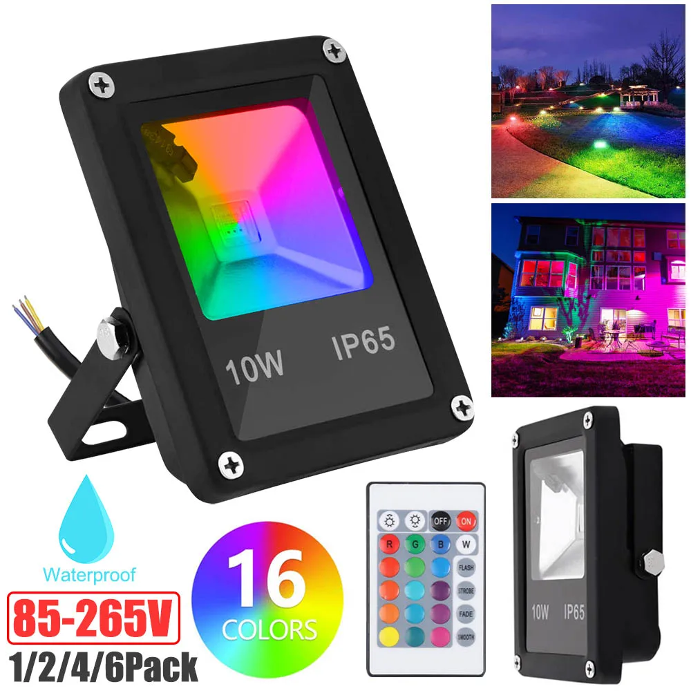 RGB Flood Light 10W Outdoor Lighting IP65 Spotlight LED Projector Wall Lamp AC85-265V Garden Landscape Lighting Party Flood Lamp