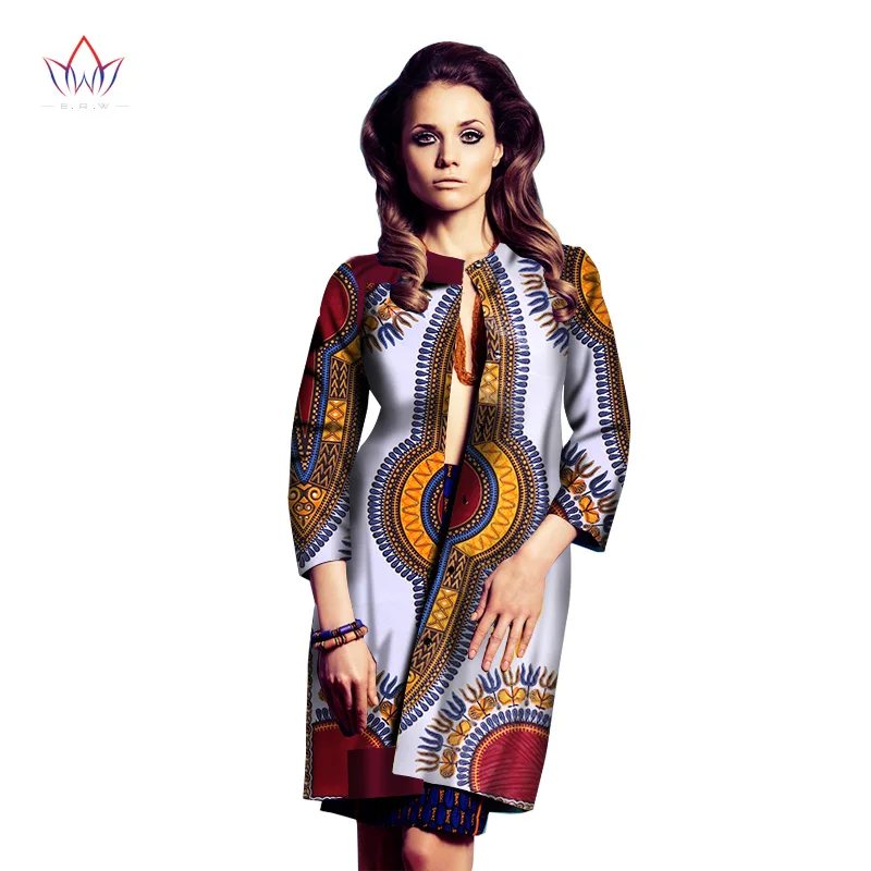 

African Clothes for Women Long Sleeve Women Coats Trench Coat for Women Denim Trench Dashiki Ankara Fashios Clothing WY1343