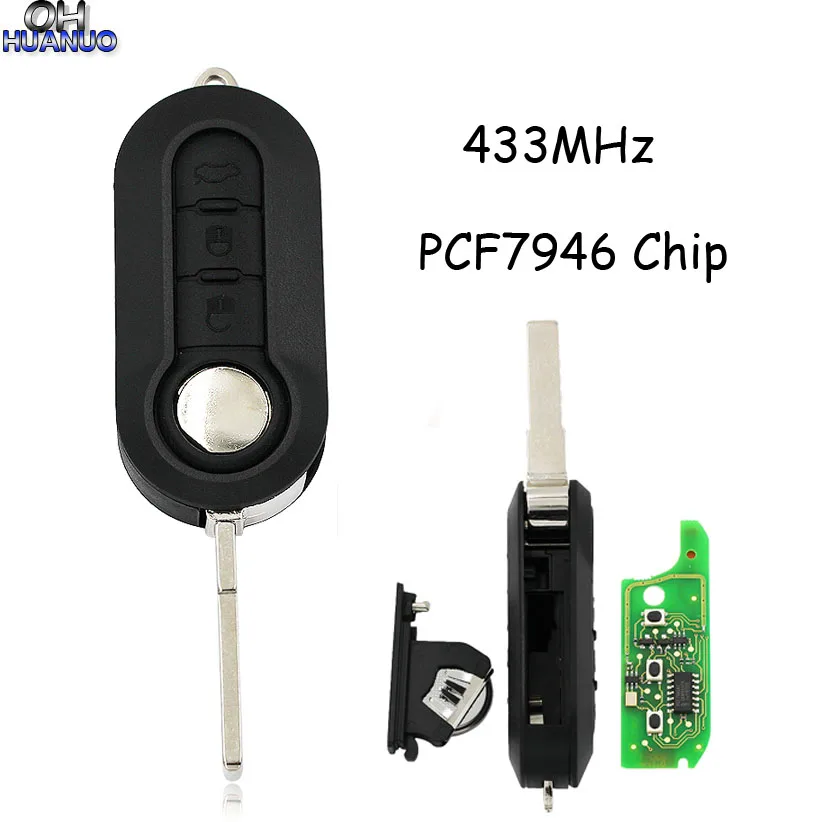 3 кнопки складной дистанционный ключ 433 МГц с PCF7946/ID46 чип для Fiat 500 Doblo Florino Punto Qubo